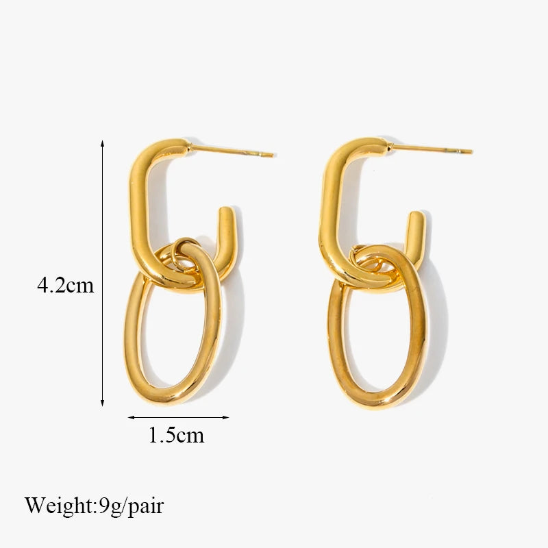 Gold Color Geometric Twist Earrings For Women Fashion Non-fading Ear Jewelry Gift