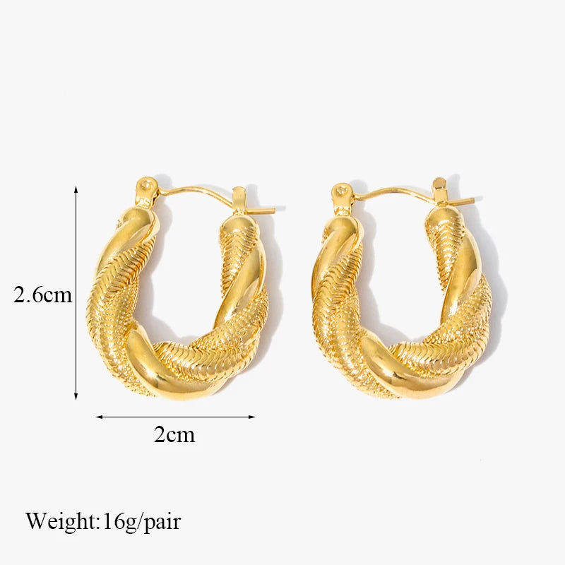 Gold Color Geometric Twist Earrings For Women Fashion Non-fading Ear Jewelry Gift