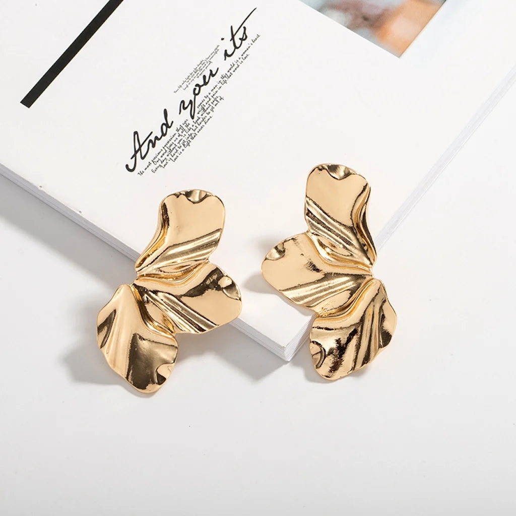 Simple Alloy Leaves Stud Earrings INS Retro Irregular Earring For Women Trendy Jewelry Accessories Dropshipping