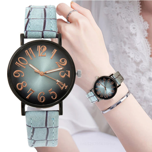 Luxury Women's Watch Fashion Vintage Digital Ladies Quartz Watches Casual Plaid Leather Strap Lady Clock Dress Wristwatches