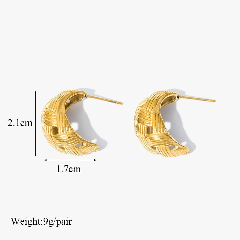 Gold Color Geometric Twist Earrings For Women Fashion Non-fading Ear Jewelry Gift