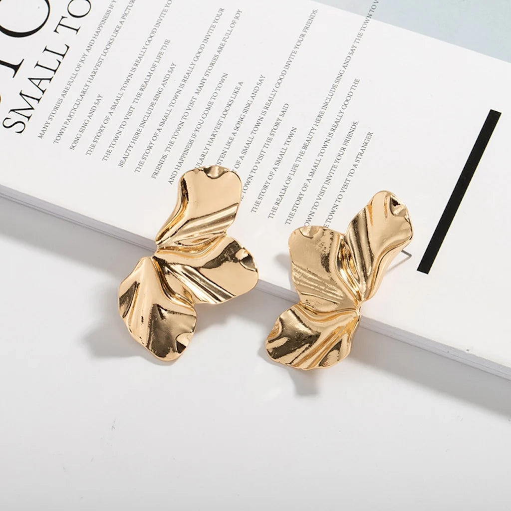 Simple Alloy Leaves Stud Earrings INS Retro Irregular Earring For Women Trendy Jewelry Accessories Dropshipping