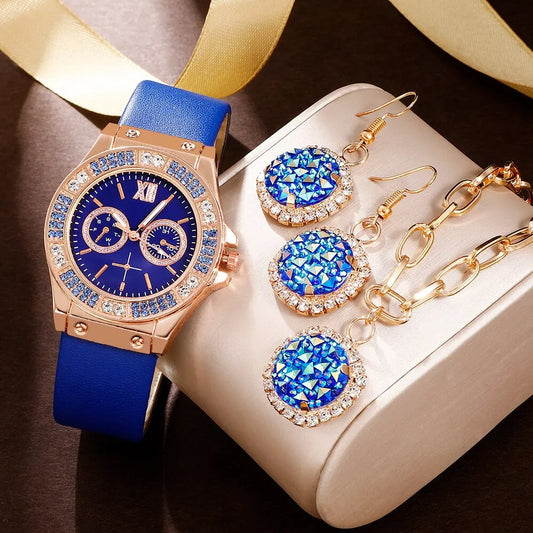 Women Fashion Quartz Watch Female Clock Blue Dial Luxury Brand Design Women Watches Simple Ladies Wrist Watch Montre Femme