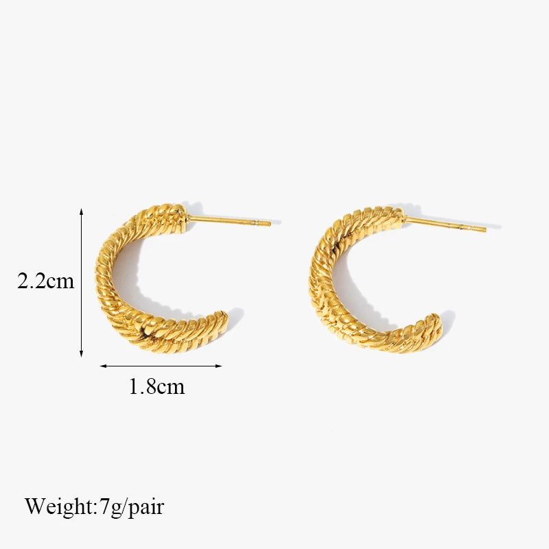 Gold Color Geometric Twist Earrings For Women Fashion Non-fading Ear Jewelry Gift