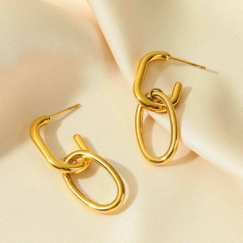 Gold Color Geometric Twist Earrings For Women Fashion Non-fading Ear Jewelry Gift