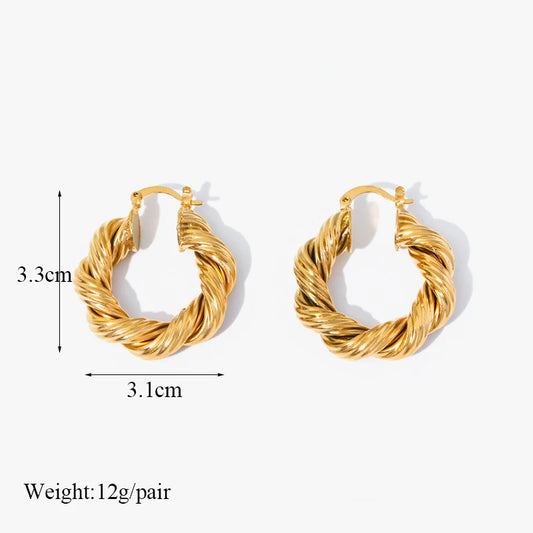 Gold Color Geometric Twist Earrings For Women Fashion Non-fading Ear Jewelry Gift