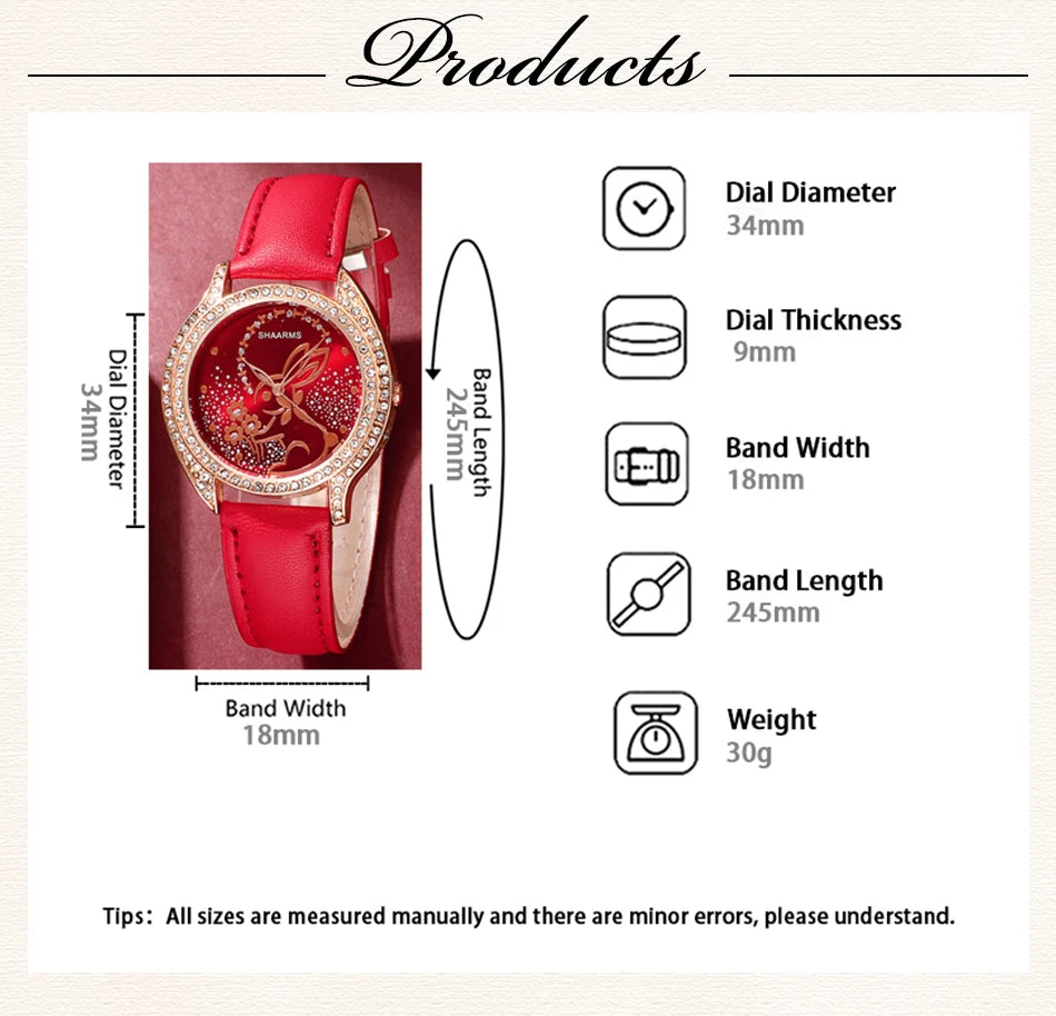 Luxury Quartz Watch Women Ring Necklace Earring Rhinestone Fashion Wristwatch Female Clock Casual Ladies Watches Montre Femme