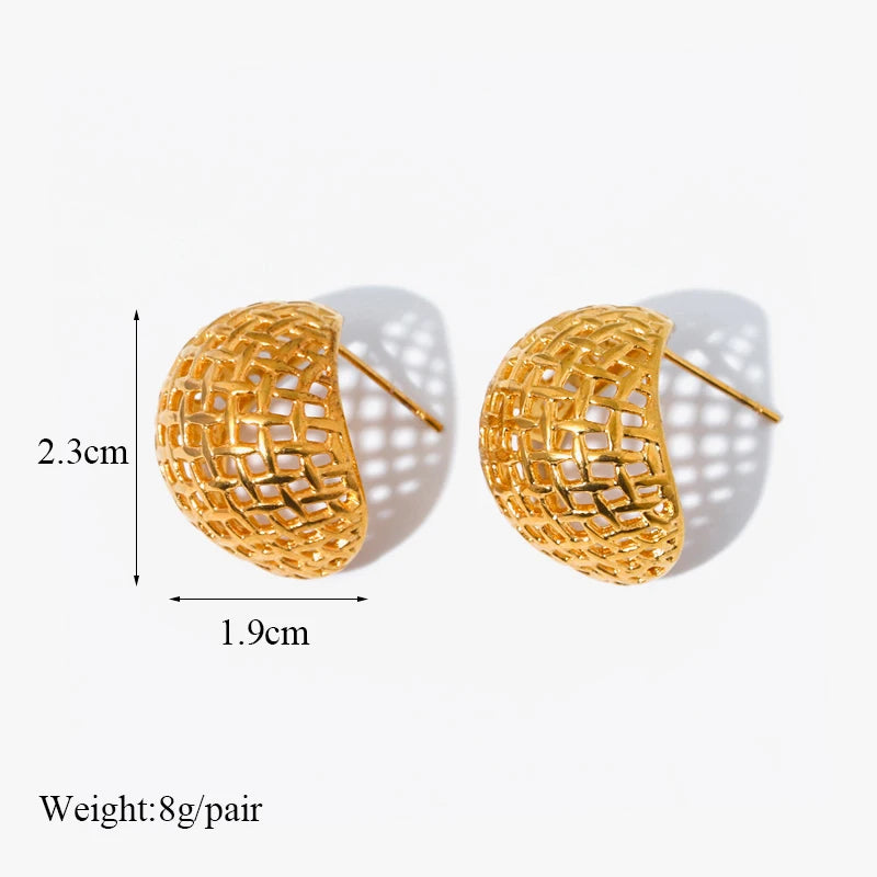 Gold Color Geometric Twist Earrings For Women Fashion Non-fading Ear Jewelry Gift