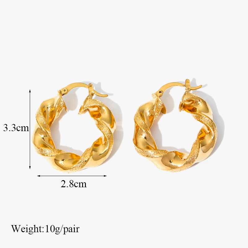 Gold Color Geometric Twist Earrings For Women Fashion Non-fading Ear Jewelry Gift