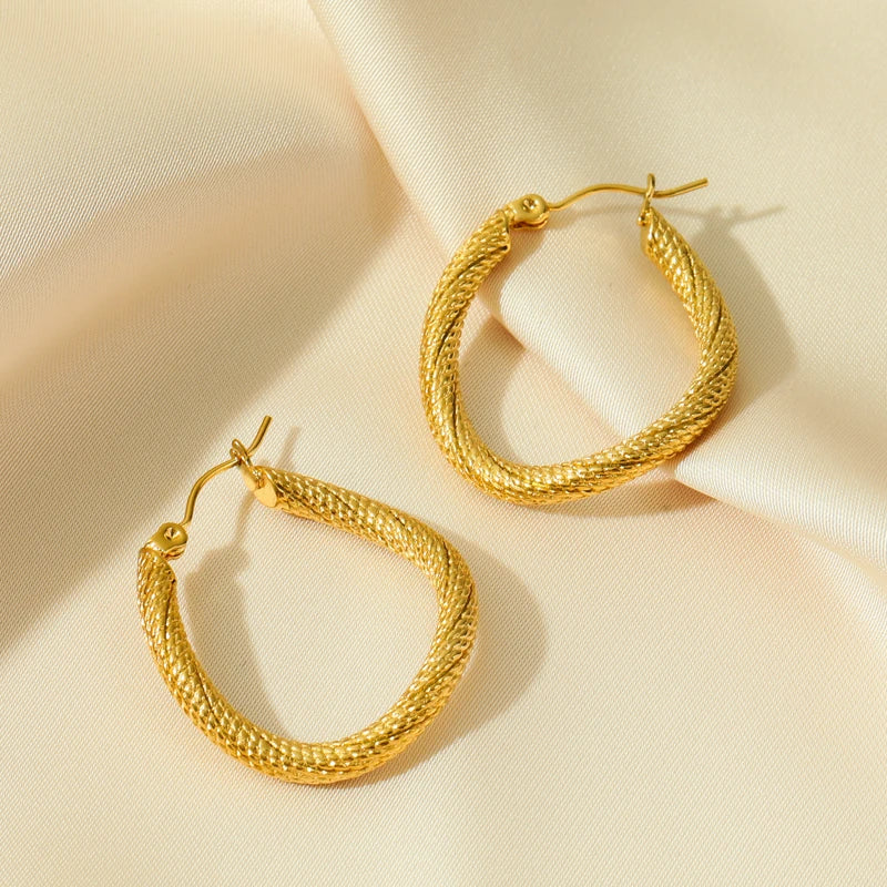 Gold Color Geometric Twist Earrings For Women Fashion Non-fading Ear Jewelry Gift