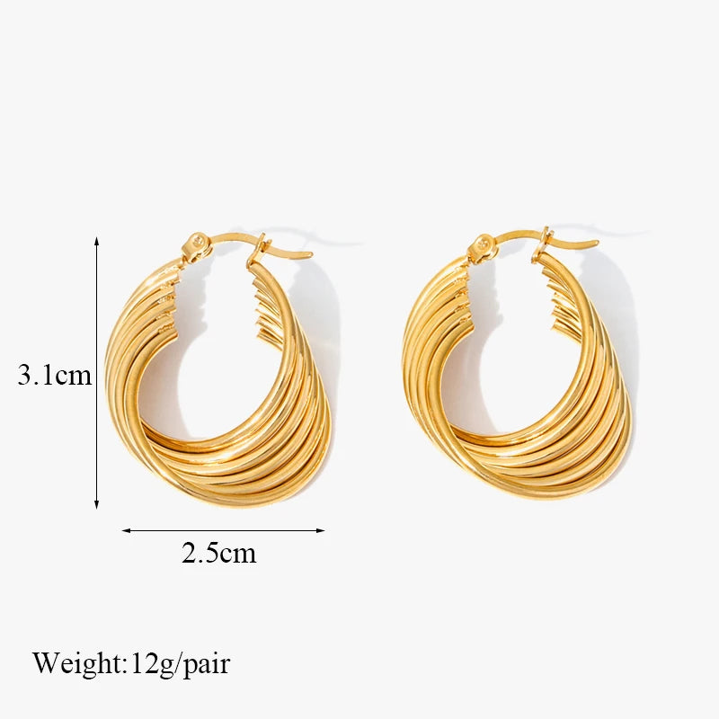 Gold Color Geometric Twist Earrings For Women Fashion Non-fading Ear Jewelry Gift