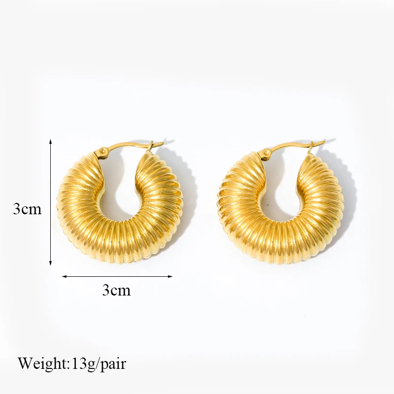 Gold Color Geometric Twist Earrings For Women Fashion Non-fading Ear Jewelry Gift