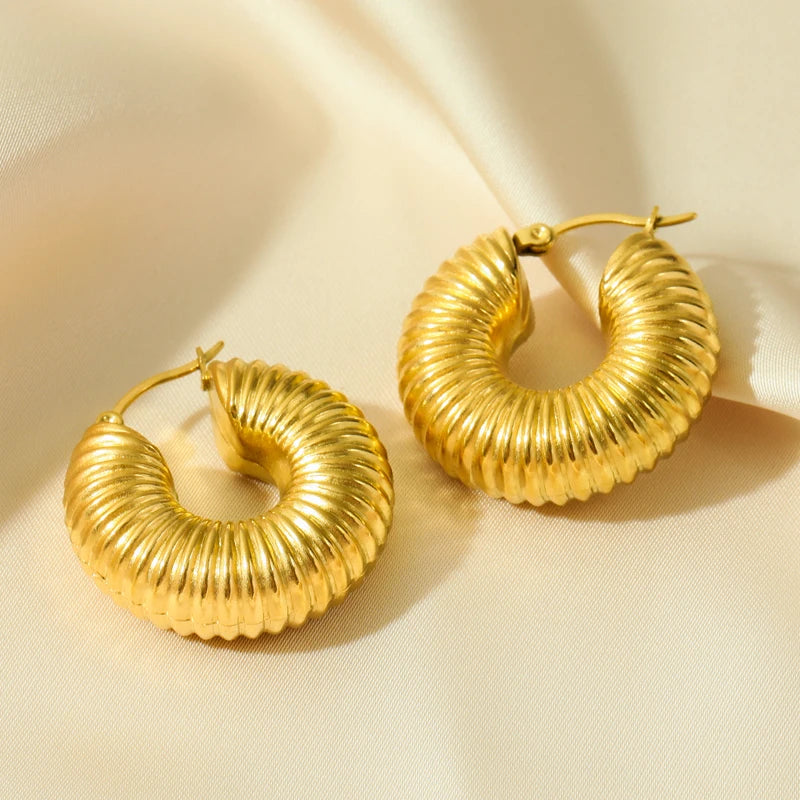 Gold Color Geometric Twist Earrings For Women Fashion Non-fading Ear Jewelry Gift