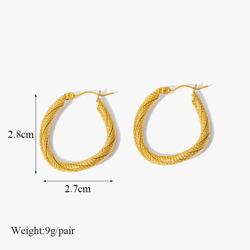 Gold Color Geometric Twist Earrings For Women Fashion Non-fading Ear Jewelry Gift