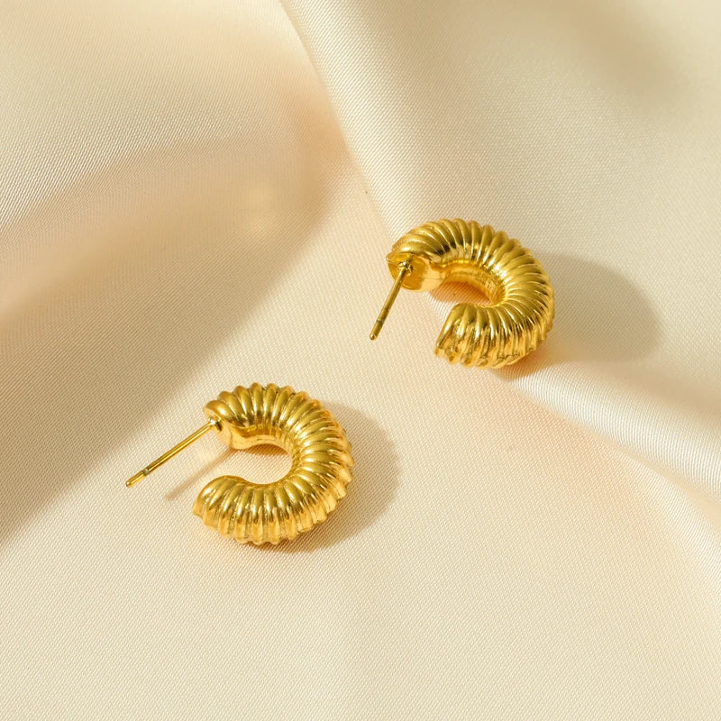 Gold Color Geometric Twist Earrings For Women Fashion Non-fading Ear Jewelry Gift