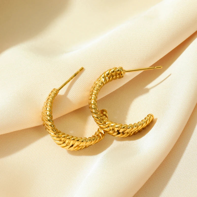 Gold Color Geometric Twist Earrings For Women Fashion Non-fading Ear Jewelry Gift