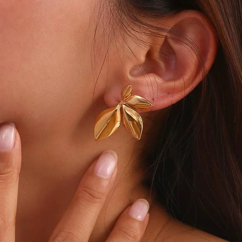 New Trendy Design French Petal Stud Earrings For Women Korean Fashion Earring Birthday Party Jewelry Gifts